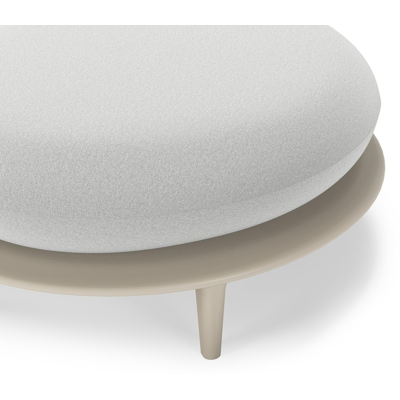 Bomero poef in beige aluminium met natte grey chine all weather sunbrella® luxe kussen