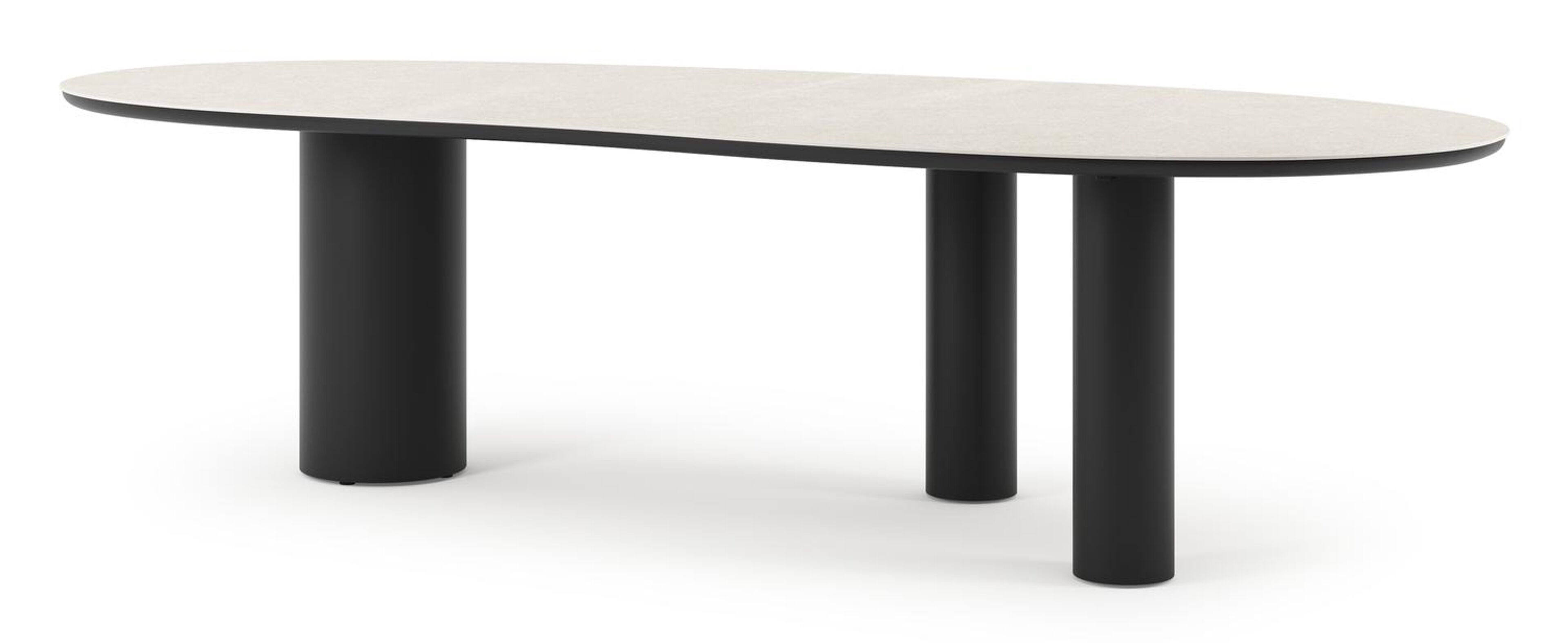 Organo tuintafel organisch in zwart aluminium en volkeramiek Shilin L 280 x B 120 x H 74 cm