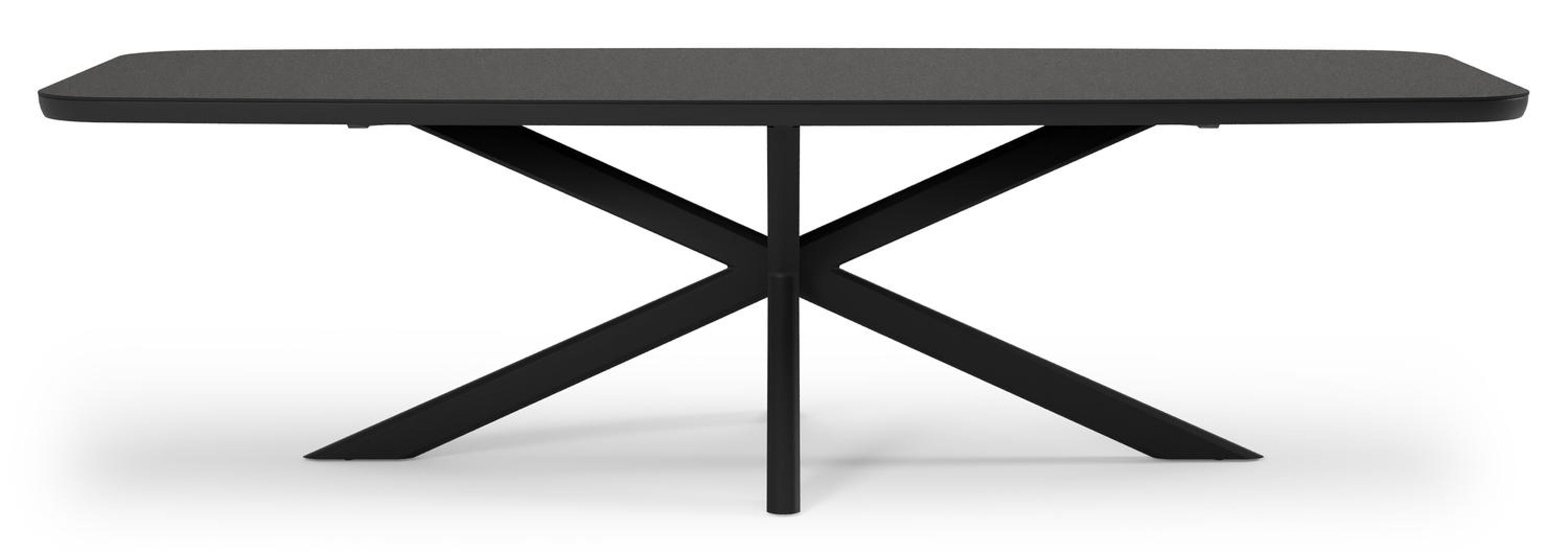 Ensemble de jardin Pamplona en aluminium noir et sintered stone notte minerale avec 8 chaises de jardin Gerona