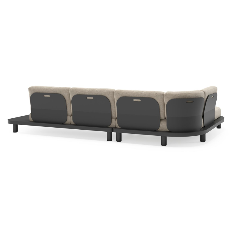 Donato loungehoek in zwart aluminium met All Weather Cosytica Catania Sand kussen
