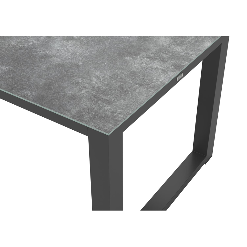 Livo tuintafel rechthoekig in zwart aluminium en keramisch glas grijs - L 220 x B 92 x H 73 cm