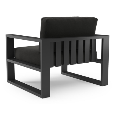 Fauteuil de jardin Verato en aluminium noir et coussins en all weather sunbrella® luxe natte sooty