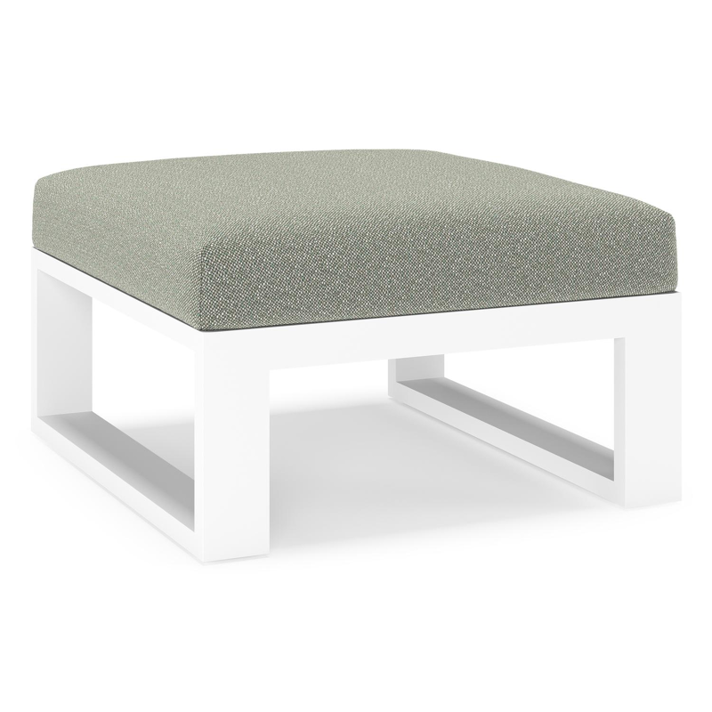 Verato poef in wit aluminium met savane leaf all weather sunbrella® luxe kussen