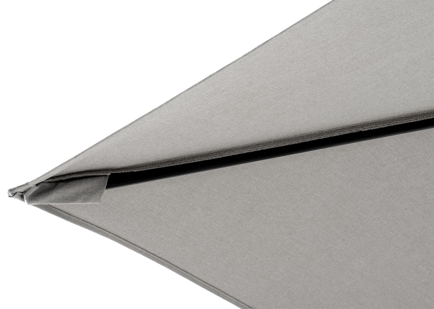 Parasol pendant Calpe en aluminium noir avec toile de parasol en weather+ softtouch gris - Lg.1 270 x Lg.2 270 cm (sans pied de parasol)