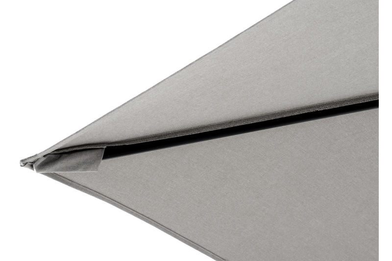 Calpe zweefparasol in zwart aluminium en grijs Weather+ Softtouch parasoldoek - L1 270 x L2 270 cm met Calpe parasolvoet 70 kg