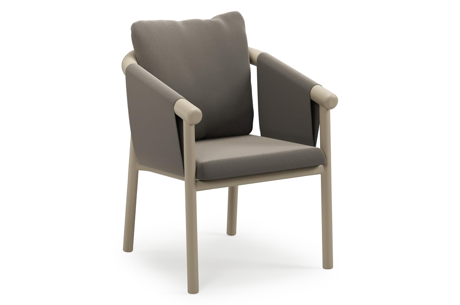 Amico stapelbare tuinstoel in beige aluminium met stoelkussen in All Weather Sunbrella® Luxe Natte Carbon Beige