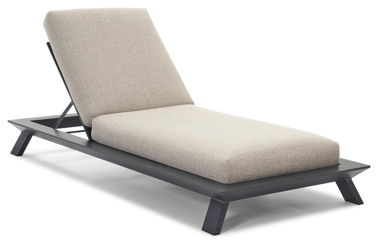 Cesano verstelbaar ligbed in zwart aluminium met marbella beige all weather cosytica kussen