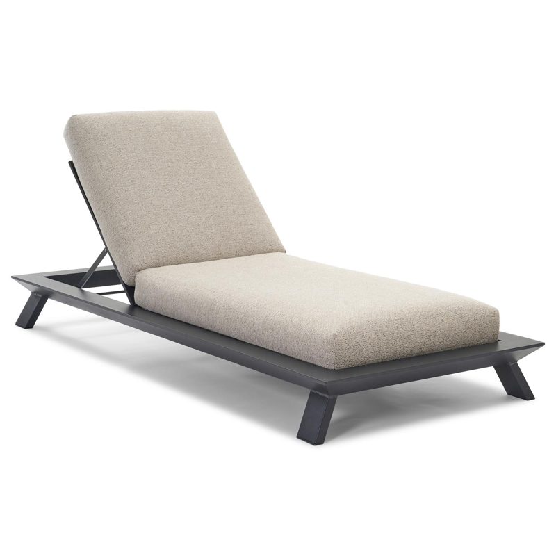 Cesano verstelbaar ligbed in zwart aluminium met marbella beige all weather cosytica kussen