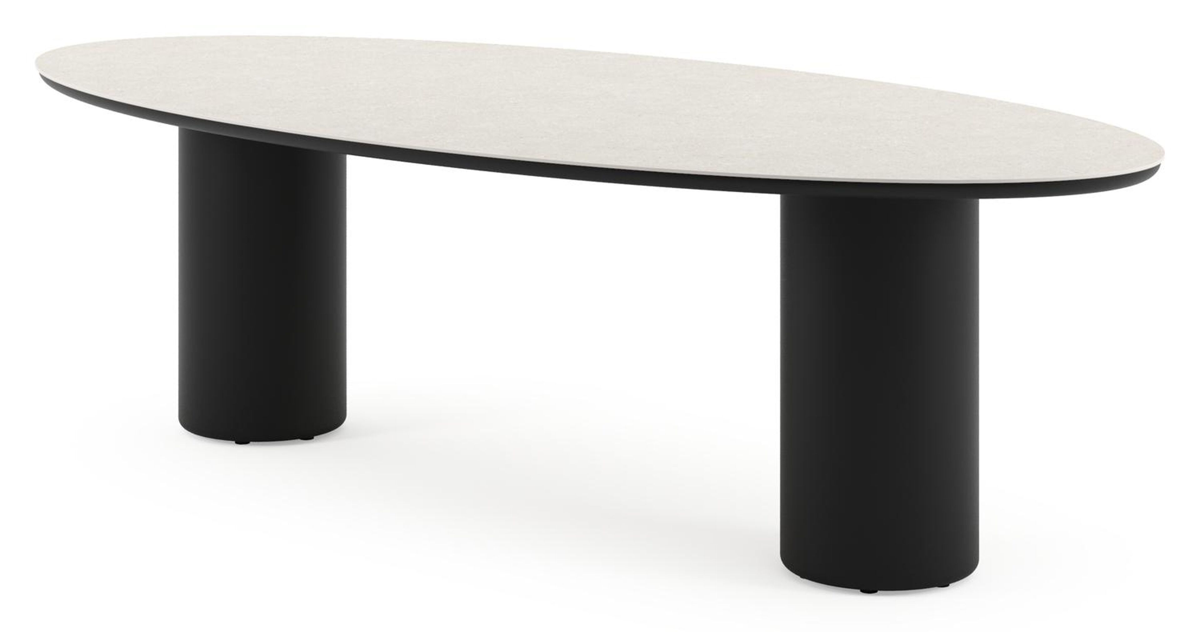 Amico tuintafel ovaal in zwart aluminium en volkeramiek Shilin - L 260 x B 125 x H 74 cm