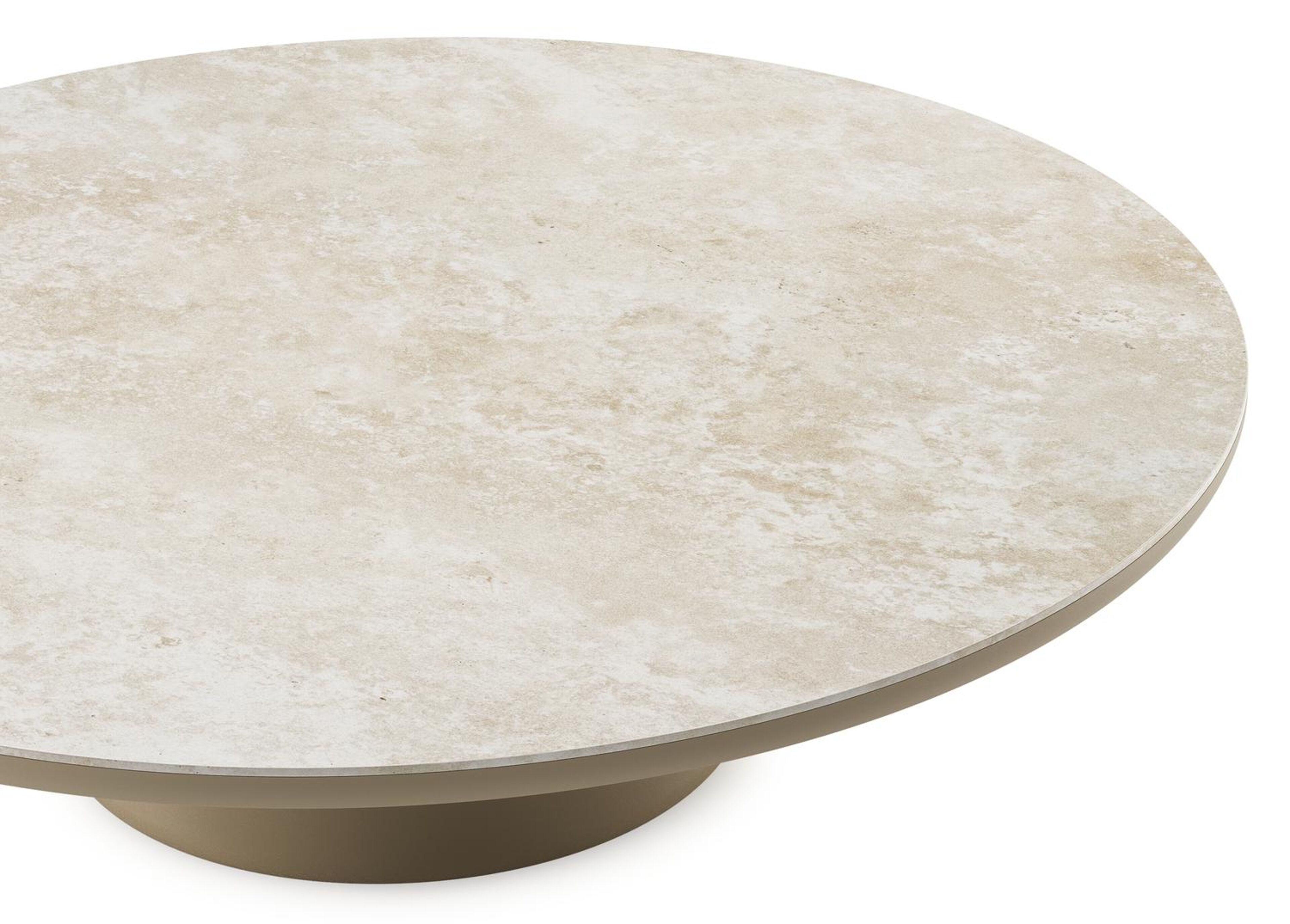 Amico loungetafel rond in beige aluminium en volkeramiek Rapolano - Dia. 110 x H 28 cm