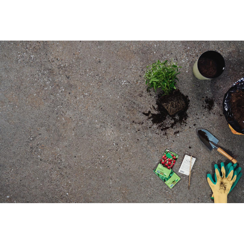 Lacrima tuintafel bootvorm in zwart aluminium en volkeramiek wulong - L 315 x B 115 x H 73 cm