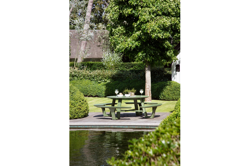 Rondino picknicktafel frame in groen aluminium - Dia. 236 cm