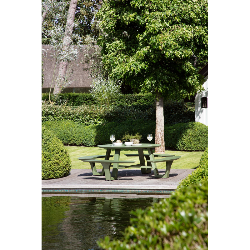 Rondino picknicktafel frame in groen aluminium - Dia. 236 cm