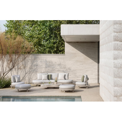 Bomero loungeset in beige aluminium met firenze natural all weather solica kussen