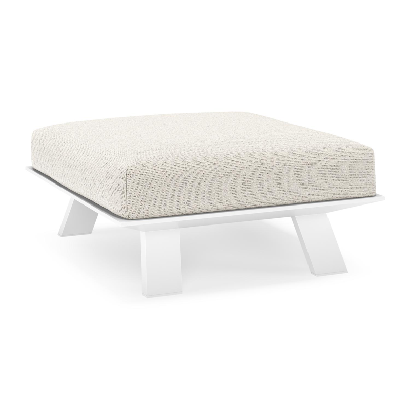 Pouf Cesano en aluminium blanc et coussin en all weather Solica firenze natural