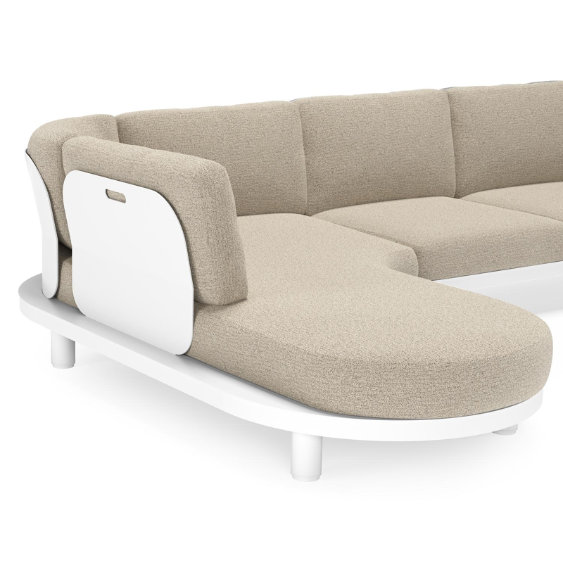 Salon de jardin d'angle Donato en aluminium blanc et coussins en all weather cosytica Catania Beige