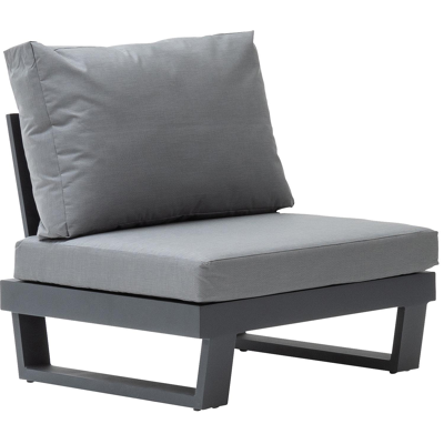 Modica loungezetel 1-zit in zwart aluminium met grijs textilene kussen