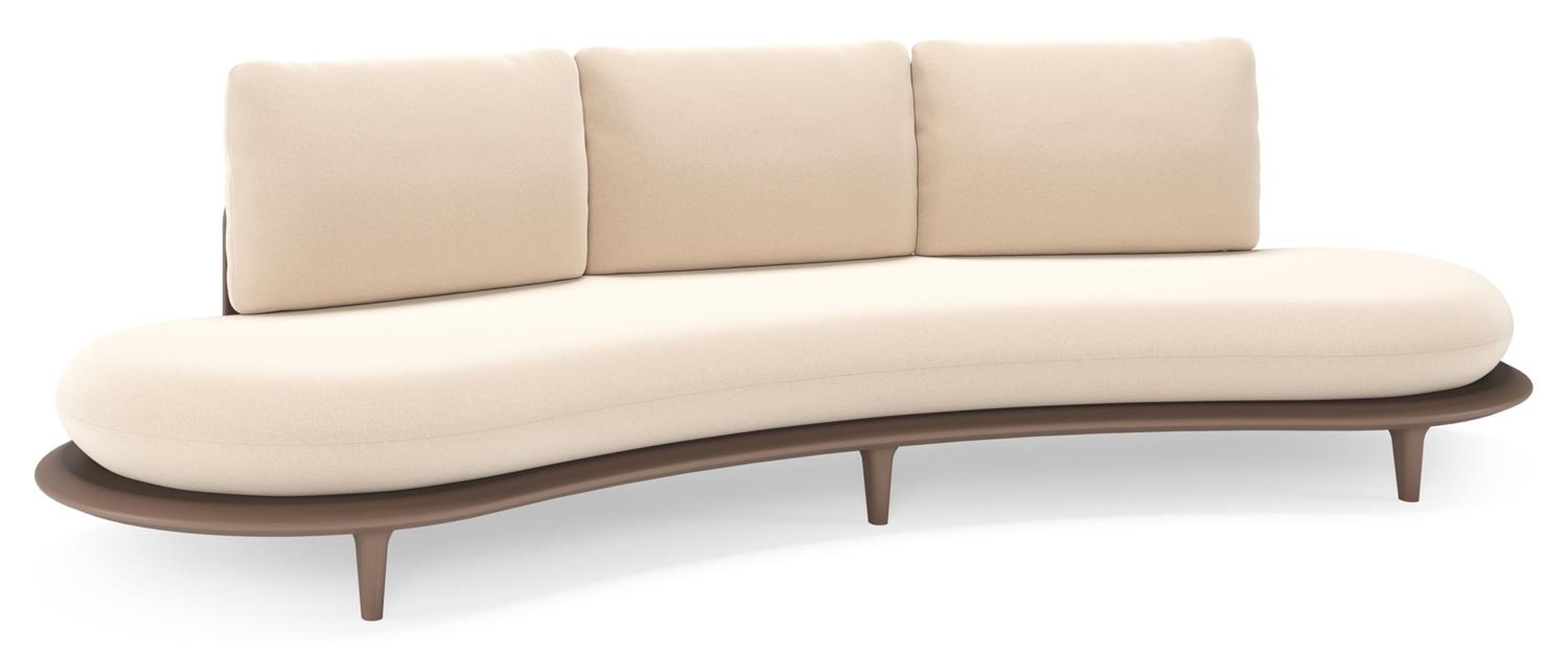 Bomero loungebank in taupe aluminium met natte linen chalk all weather sunbrella® luxe kussen