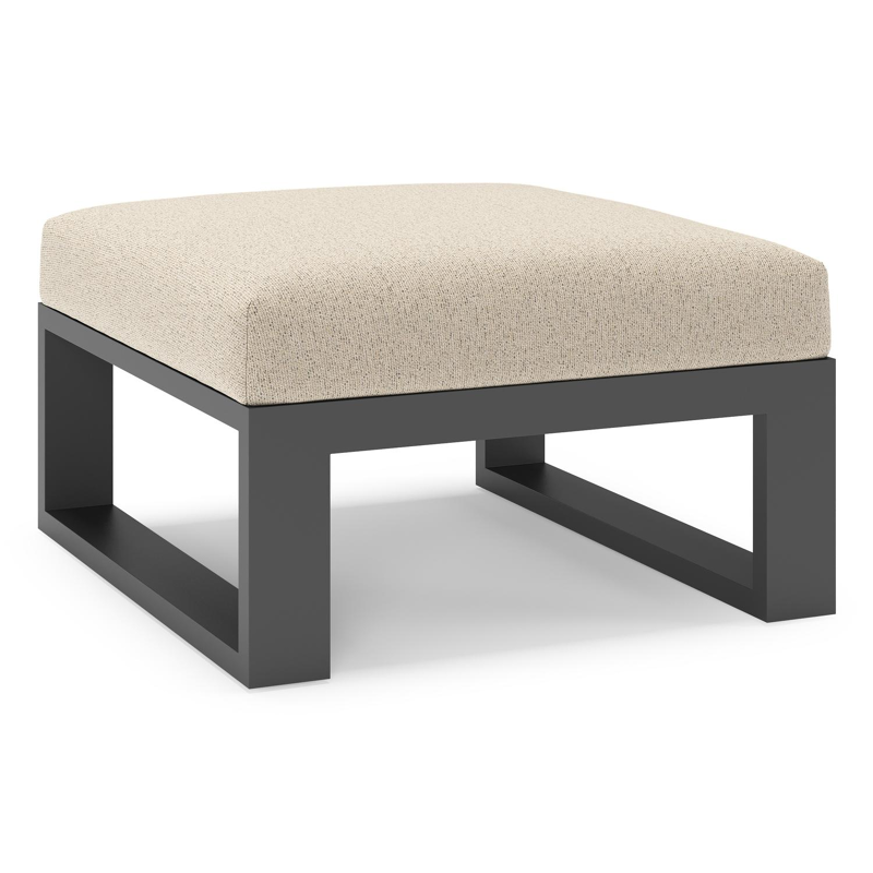 Pouf Verato en aluminium noir et coussins en all weather cosytica marbella beige