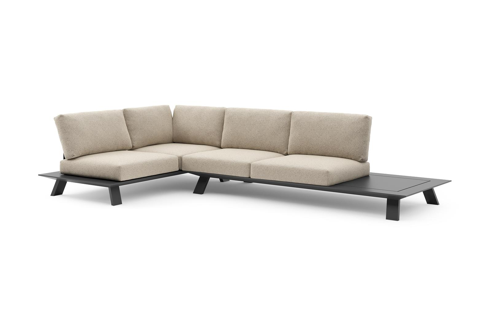 Cesano loungehoek in zwart aluminium met bora desert all weather Cosytica kussen