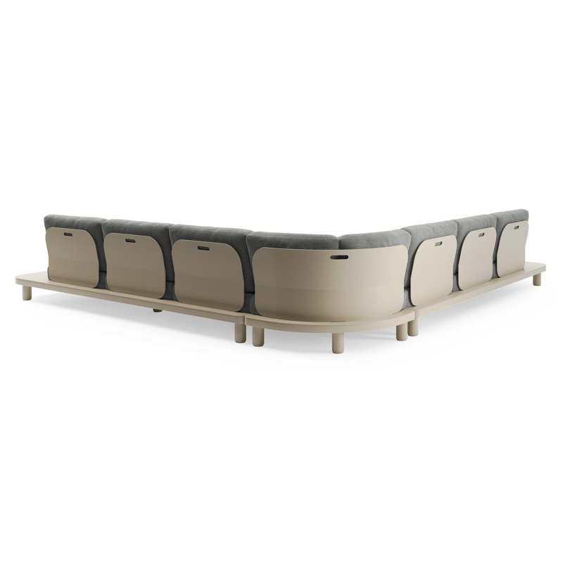 Salon de jardin d'angle Donato en aluminium beige et coussins en all weather cosytica catania black