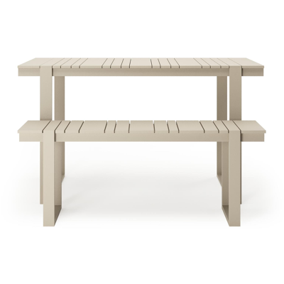 Merida loungetafel en bank in beige aluminium en aluminium beige - L 123 x B 70 x H 69.5 cm