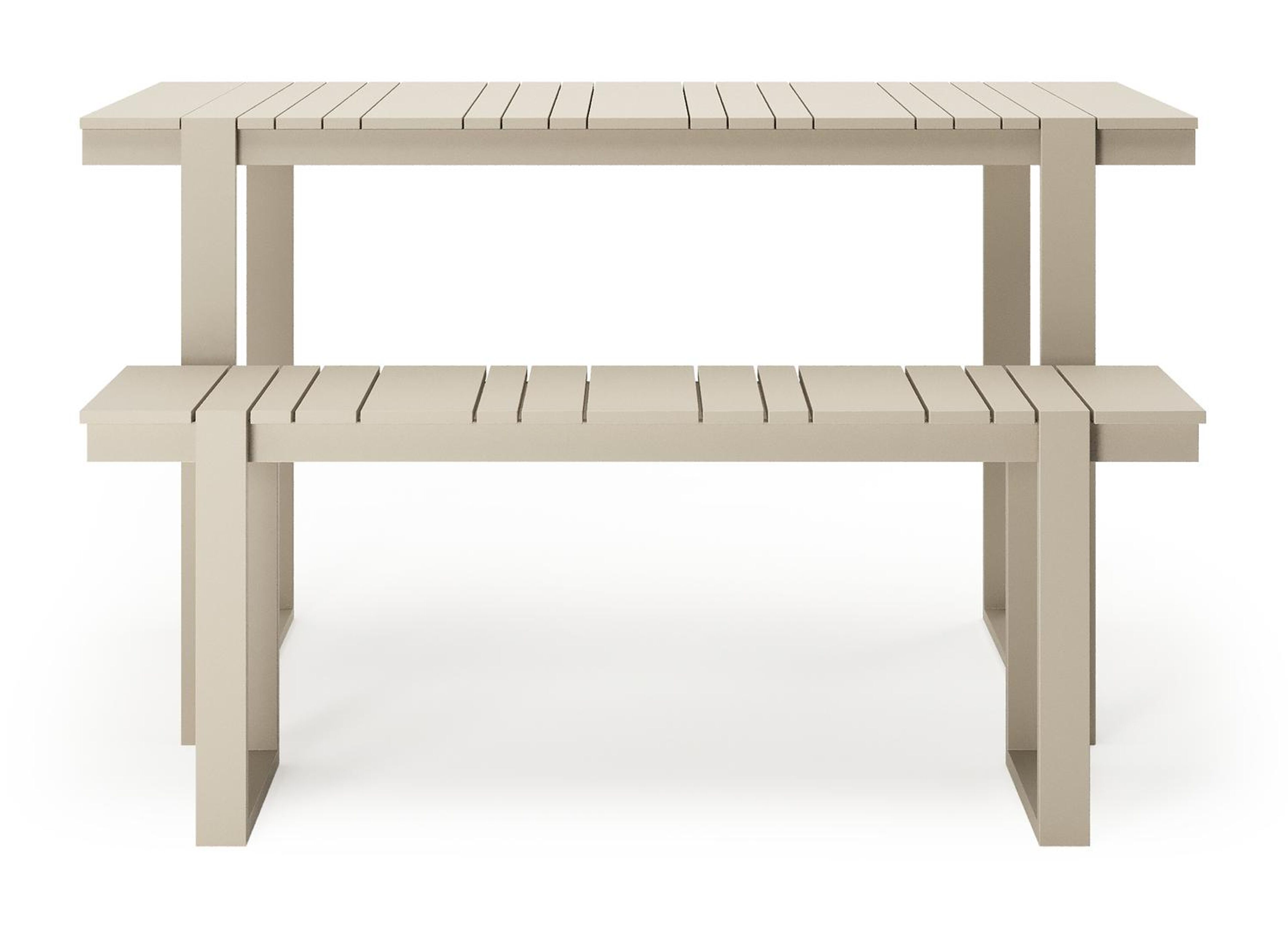 Table basse et banc Merida en beige aluminium beige - Lg. 123 x Lrg. 70 x Haut. 70 cm