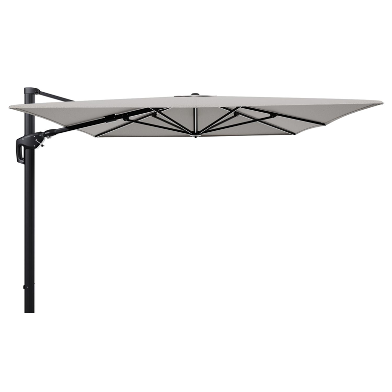 Parasol pendant Minore avec fonction tilt en aluminium noir et toile de parasol en All Weather Solica Firenze Sand  - Lg.1 400 x Lg.2 300 cm (sans pied de parasol)