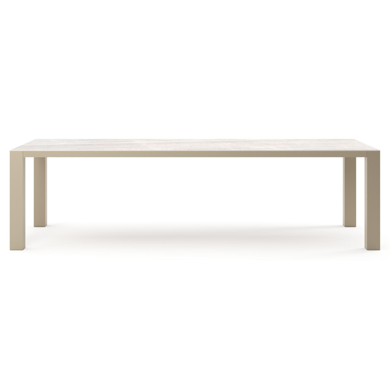 Nano tuintafel rechthoekig in beige aluminium en volkeramiek Taj Mahal - L 280 x B 110 x H 75 cm