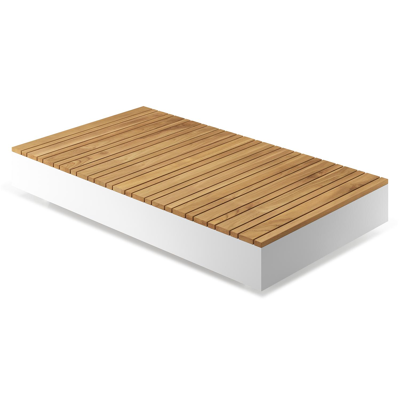 Como loungetafel in wit aluminium en naturel teak - L 140 x B 80 x H 20 cm