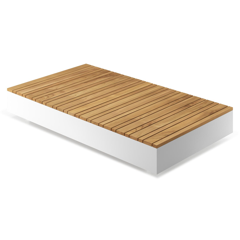 Como loungetafel in wit aluminium en naturel teak - L 140 x B 80 x H 20 cm