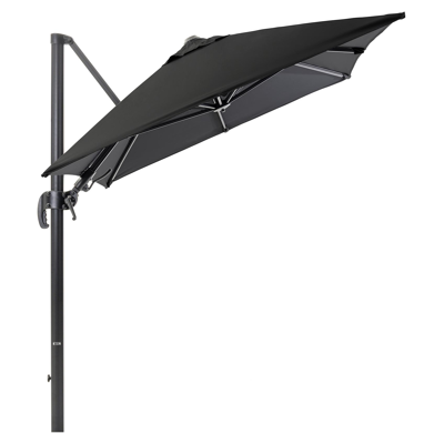 Avola zweefparasol met tiltfunctie in zwart aluminium met zwart weather+ softtouch parasoldoek - L1 200 x L2 300 cm (zonder voet)