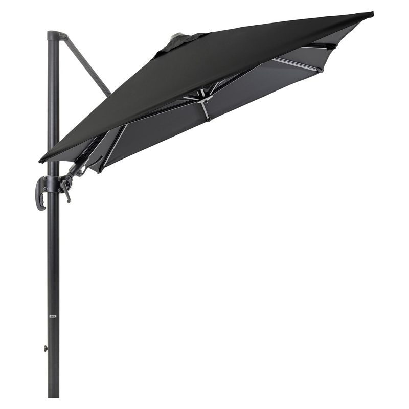 Avola zweefparasol met tiltfunctie in zwart aluminium met zwart weather+ softtouch parasoldoek - L1 200 x L2 300 cm (zonder voet)