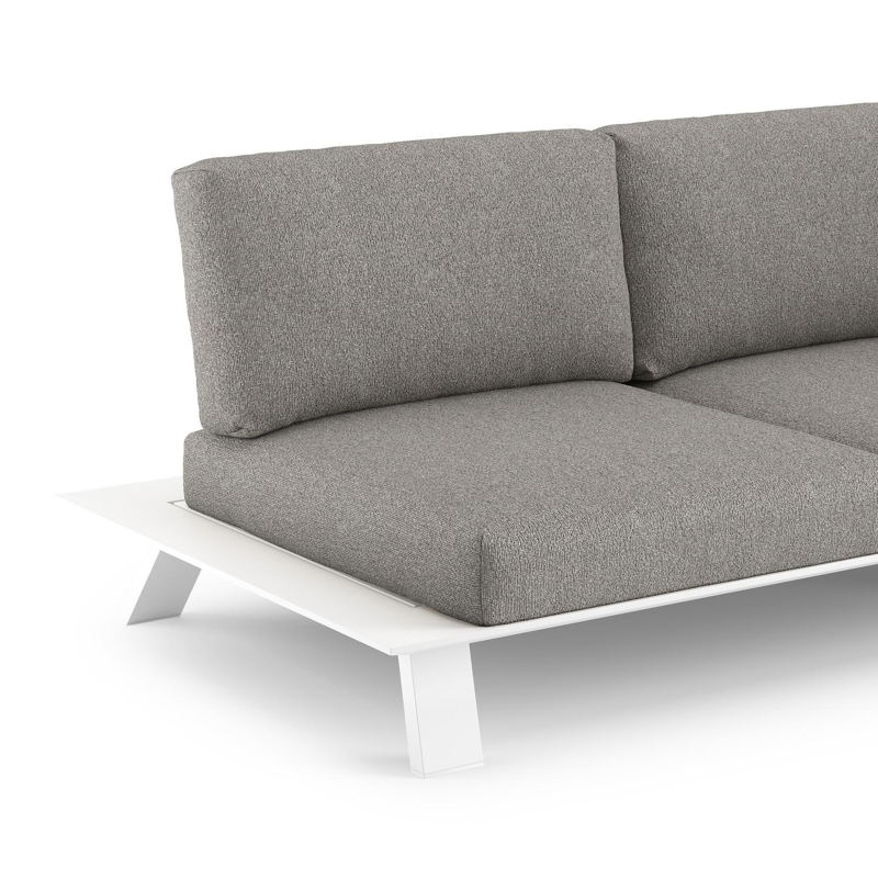 Cesano loungehoek in wit aluminium met tundra charcoal all weather Sunbrella® luxe kussen