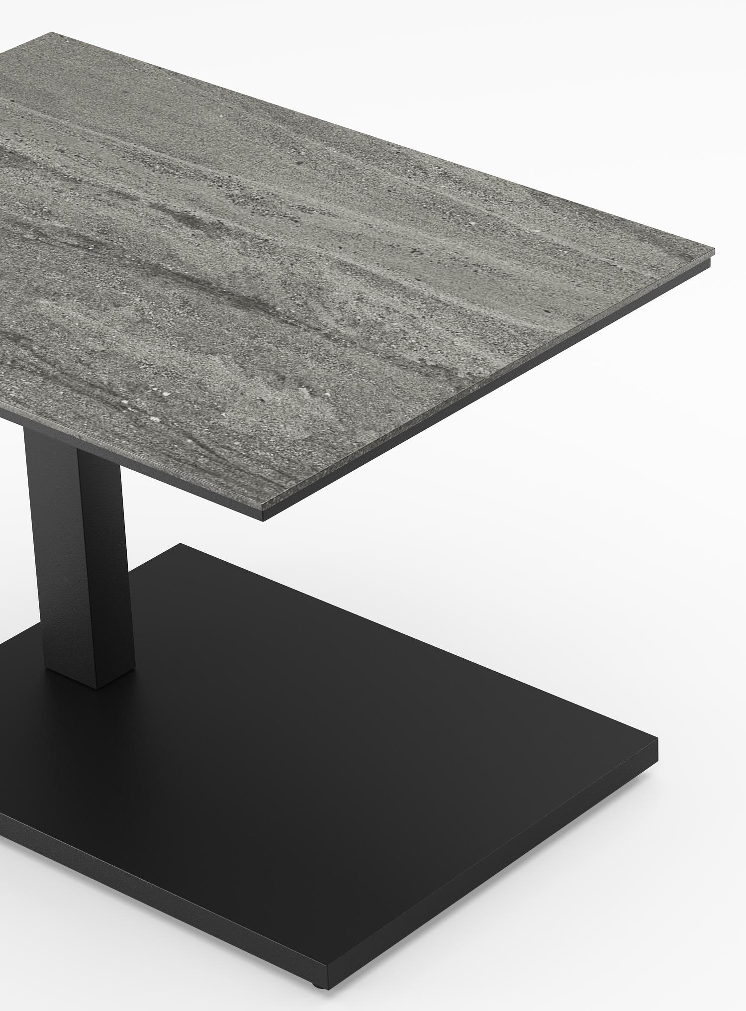 Cirello Pop up bijzettafel in zwart aluminium en aspen grey volkeramiek - L 70 x B 50 x H 66 cm