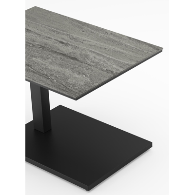 Table d'appoint Cirello Pop-up en aluminium noir et céramique pleine aspen grey - Lg. 70 x Lrg. 50 x Haut. 66 cm