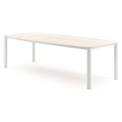 Orso tuintafel bootvorm in wit aluminium en volkeramiek Travertino Bianco - L 255 x B 115 x H 74.5 cm