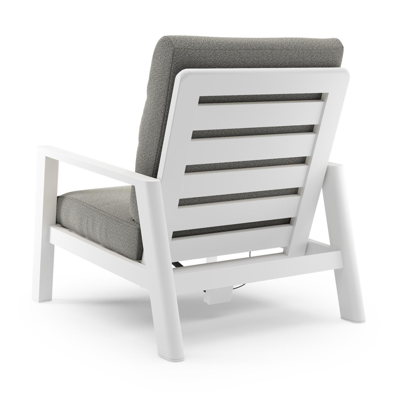 Cirello loungestoel in wit aluminium met savane tunder all weather sunbrella® luxe kussen