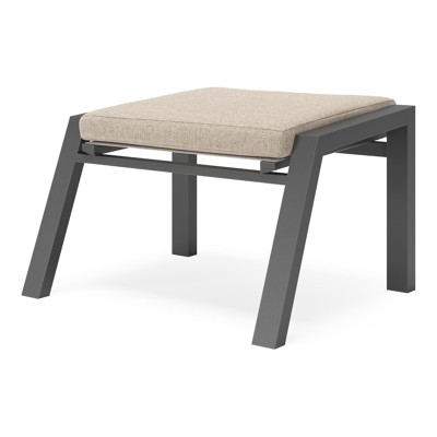 Pouf Prato en aluminium noir avec coussin en weather+ softtouch rustic