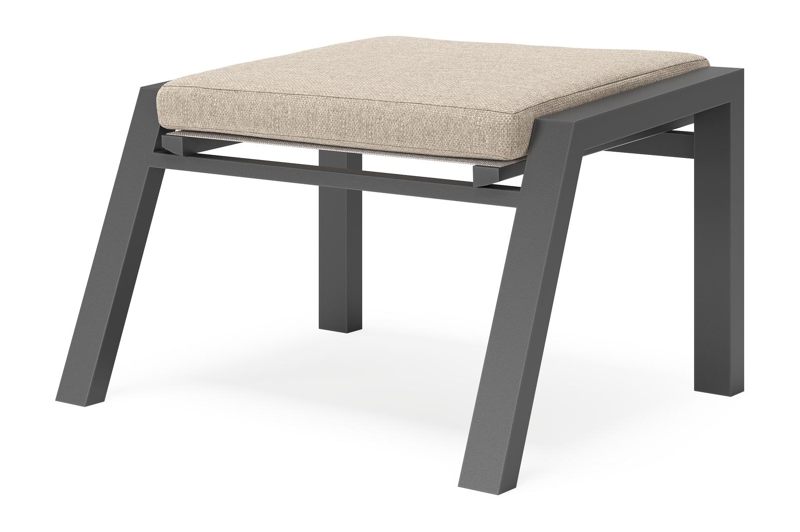 Pouf Prato en aluminium noir avec coussin en weather+ softtouch rustic