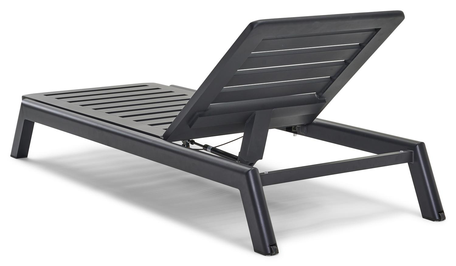 Cirello verstelbaar ligbed met pompsysteem in zwart aluminium met natte sooty all weather Sunbrella® luxe kussen