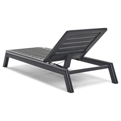 Cirello verstelbaar ligbed met pompsysteem in zwart aluminium met lopi shadow all weather sunbrella® luxe kussen