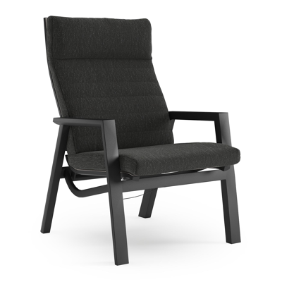 Prato loungestoel in zwart aluminium met sky black weather+ softtouch kussen