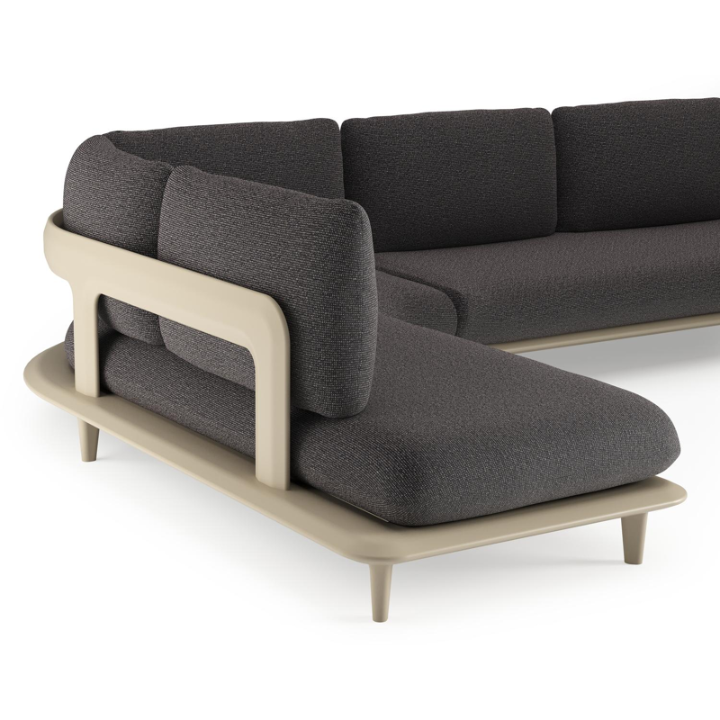 Bomero loungehoek in beige aluminium met firenze tunder all weather solica kussen