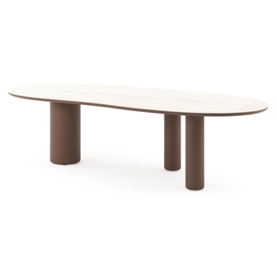 Amico tuintafel organisch in taupe aluminium en volkeramiek Travertino Bianco - L 280 x B 120 x H 73.5 cm