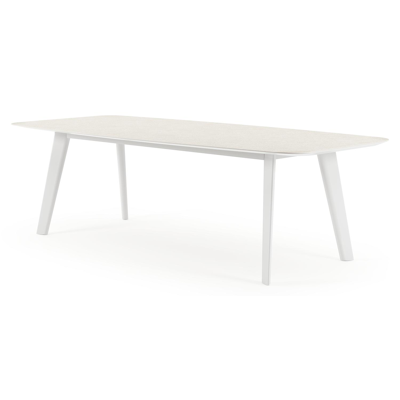 Table de jardin Lacrima en aluminium blanc et céramique pleine shilin - Lg 255 x Larg. 115 x H 74 cm
