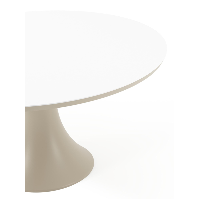 Fano tuintafel rond in beige aluminium en volkeramiek Arctic White - Dia. 148 x H 75 cm