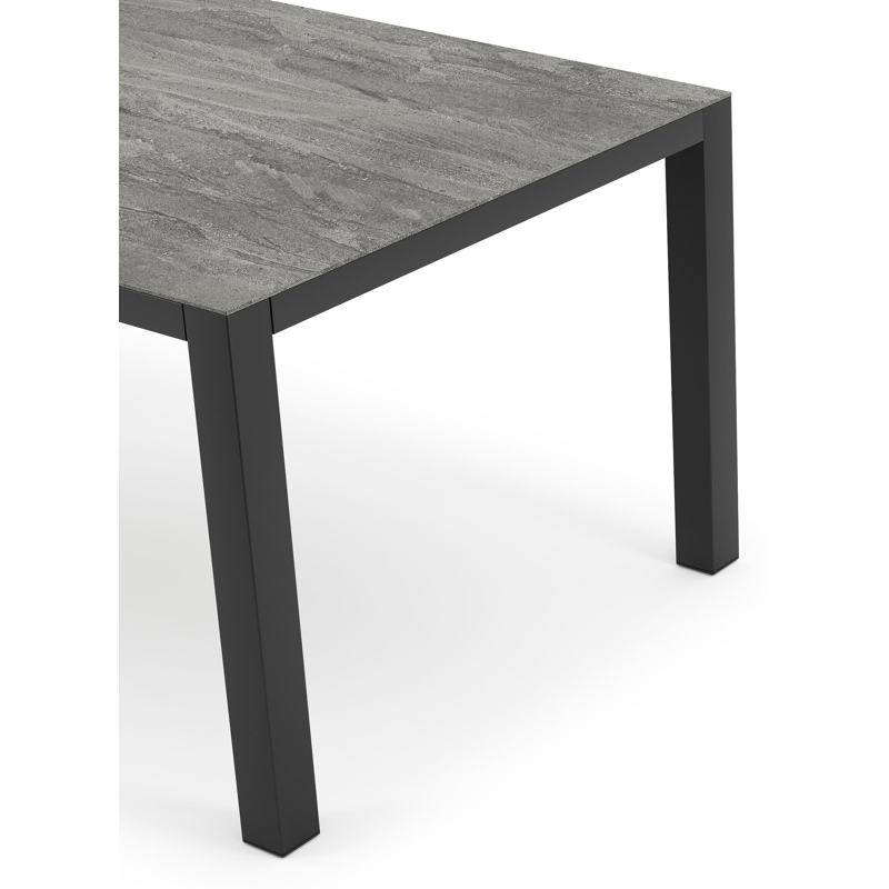 Table de jardin Como en aluminium noir et céramique pleine aspen grey - Lg 160 x Larg. 100 x H 75 cm