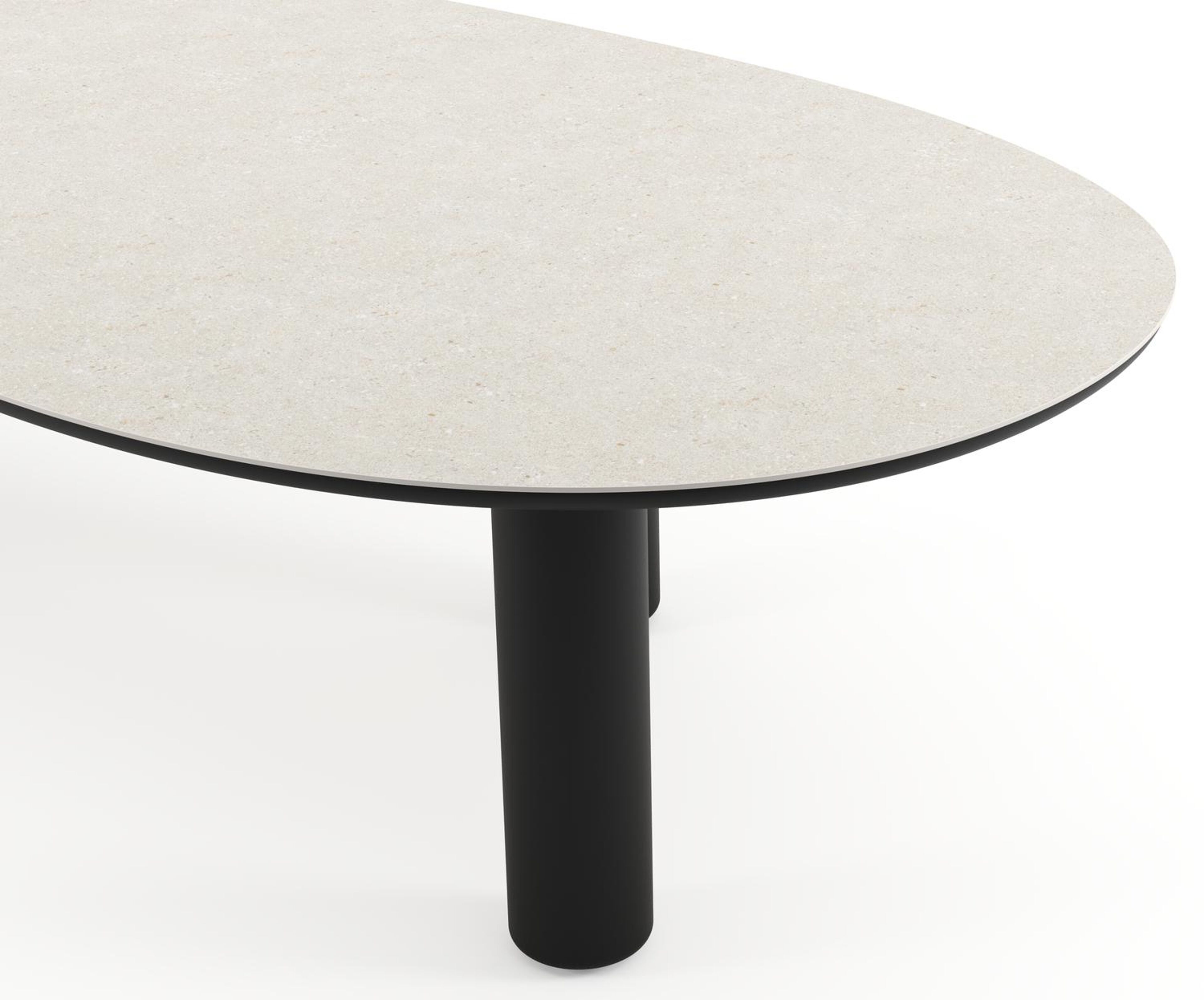 Table de jardin Amico organique en aluminium noir et céramique pleine Shilin - Lg. 320 x Lrg. 145 x Haut. 74 cm