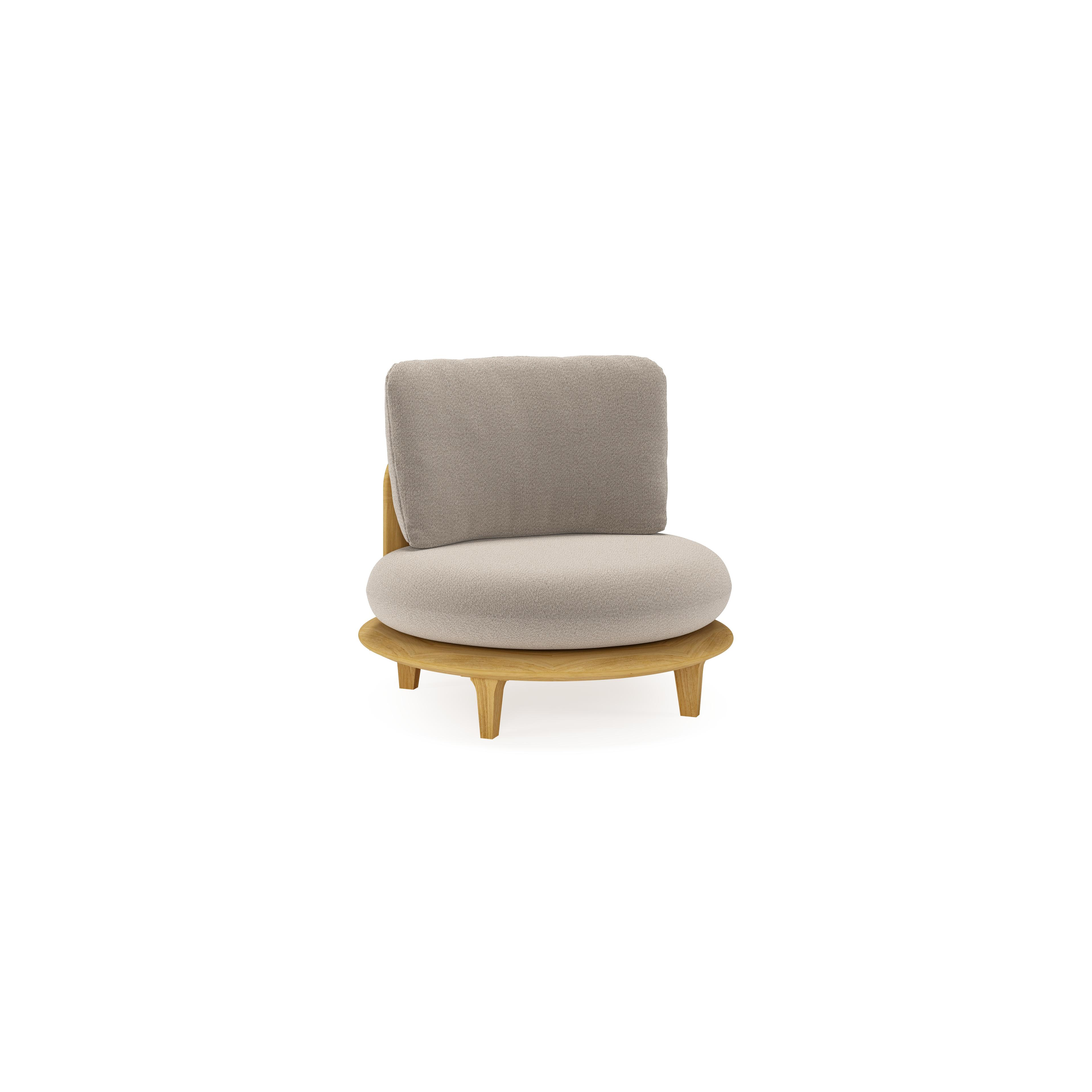 Bomero loungestoel in teak met savane coconut all weather sunbrella® luxe kussen
